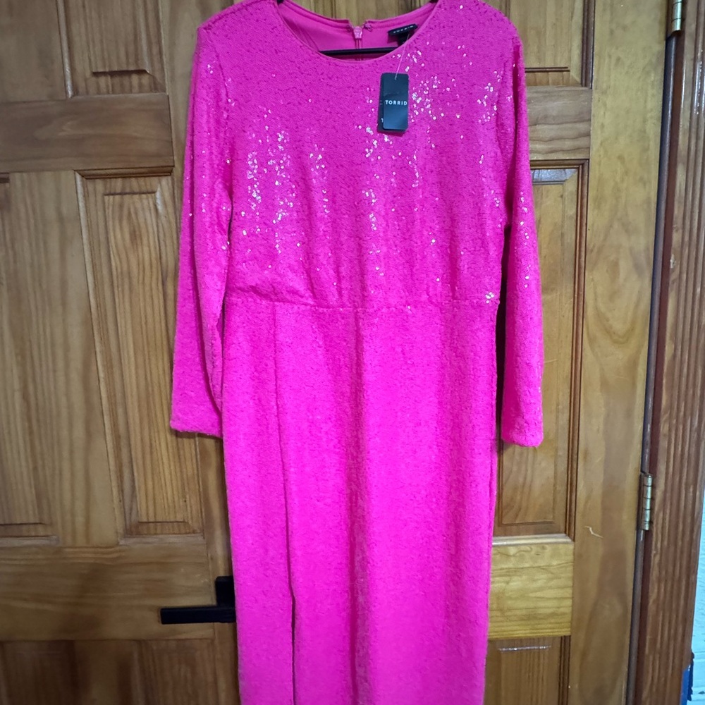 Torrid Pink Sequin Long Sleeve Dress